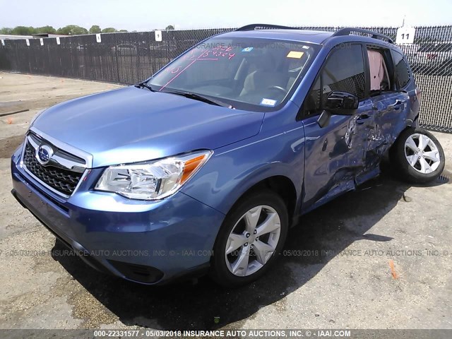 JF2SJADC4GH544854 - 2016 SUBARU FORESTER 2.5I PREMIUM BLUE photo 2