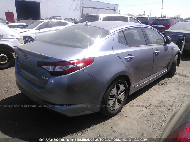 KNAGM4AD9B5007060 - 2011 KIA OPTIMA HYBRID BLUE photo 4