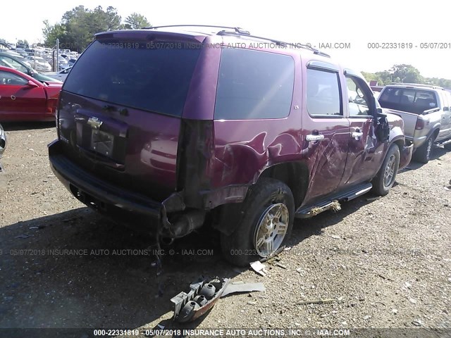 1GNEC13J97R111229 - 2007 CHEVROLET TAHOE C1500 MAROON photo 4