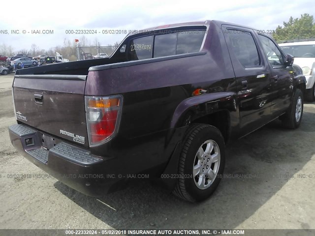 2HJYK16517H536429 - 2007 HONDA RIDGELINE RTL PURPLE photo 4