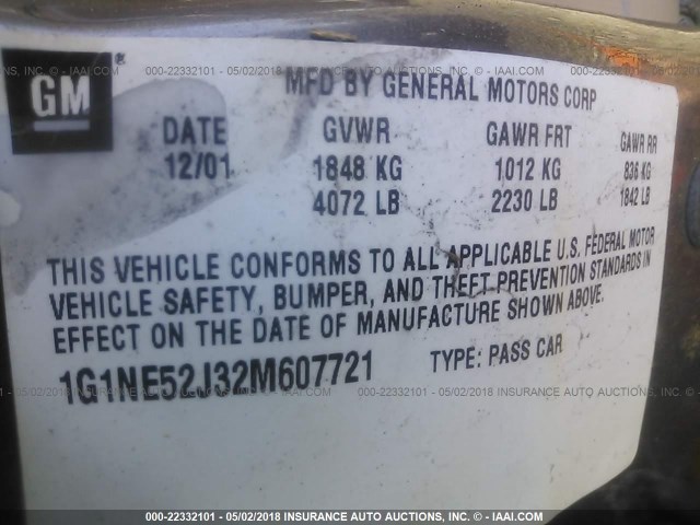 1G1NE52J32M607721 - 2002 CHEVROLET MALIBU LS 棕色 照片 9