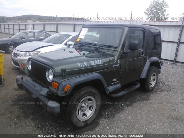 1J4F449SX6P785955 - 2006 JEEP WRANGLER / TJ SPORT GREEN photo 2