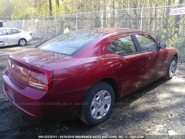 2B3KA43GX7H832314 - 2007 DODGE CHARGER SE/SXT RED photo 4