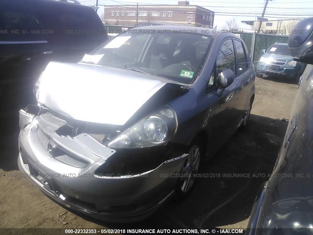 JHMGD38667S031988 - 2007 HONDA FIT S GRAY photo 2