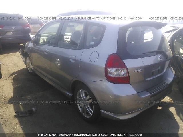 JHMGD38667S031988 - 2007 HONDA FIT S GRAY photo 3