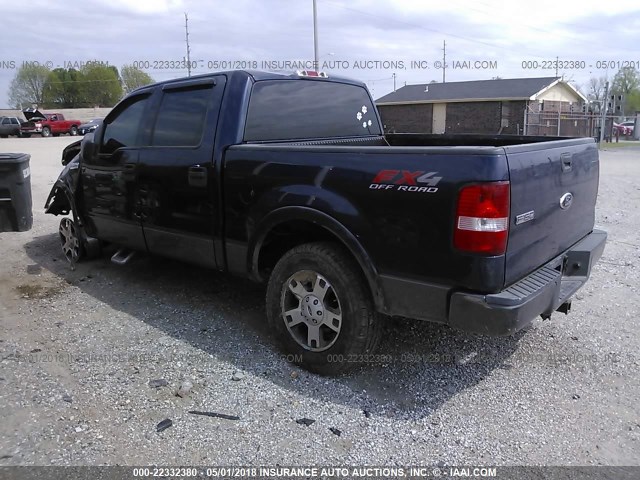 1FTPW14524KB60366 - 2004 FORD F150 SUPERCREW Dark Blue photo 3