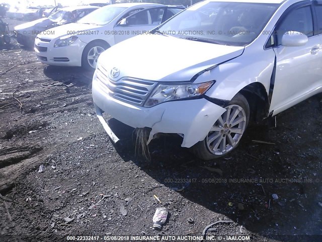 4T3ZA3BB6BU053904 - 2011 TOYOTA VENZA WHITE photo 6