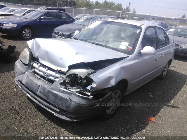 KMHCG45C25U597554 - 2005 HYUNDAI ACCENT GL SILVER photo 2