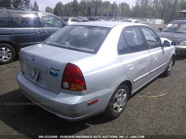 KMHCG45C25U597554 - 2005 HYUNDAI ACCENT GL SILVER photo 4