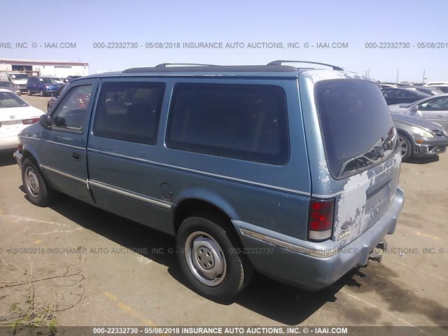 1B4GH44R4PX743668 - 1993 DODGE GRAND CARAVAN SE BLUE photo 3