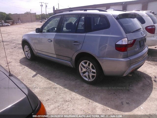 WBXPC93417WF10315 - 2007 BMW X3 3.0SI GRAY photo 3