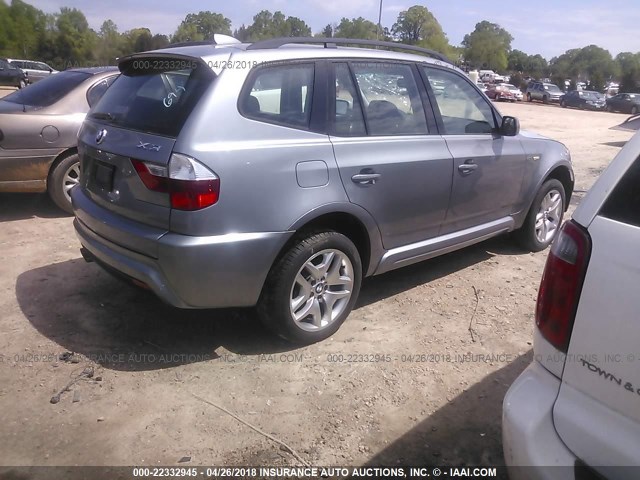 WBXPC93417WF10315 - 2007 BMW X3 3.0SI GRAY photo 4
