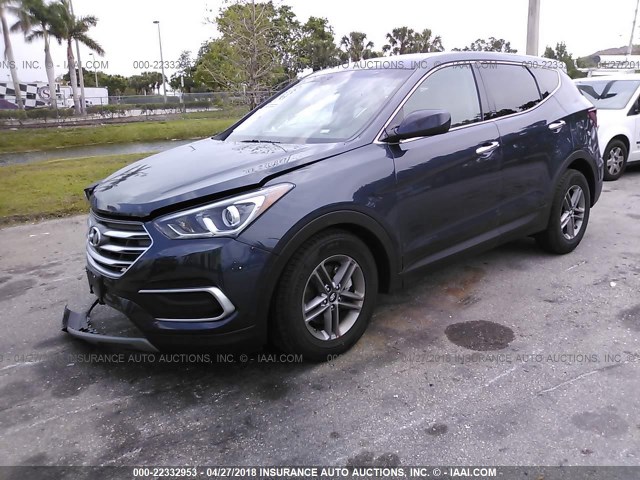 5NMZTDLB8JH096903 - 2018 HYUNDAI SANTA FE SPORT  BLUE photo 2