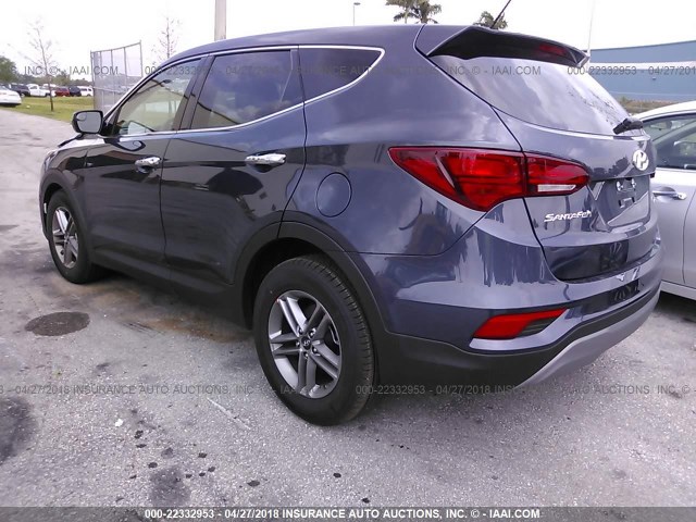 5NMZTDLB8JH096903 - 2018 HYUNDAI SANTA FE SPORT  BLUE photo 3