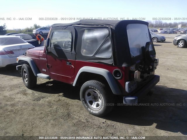 1J4FY29P1XP477417 - 1999 JEEP WRANGLER / TJ SE RED photo 3