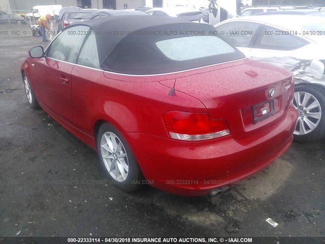 WBAUL7C58BVM79439 - 2011 BMW 128 I RED photo 3