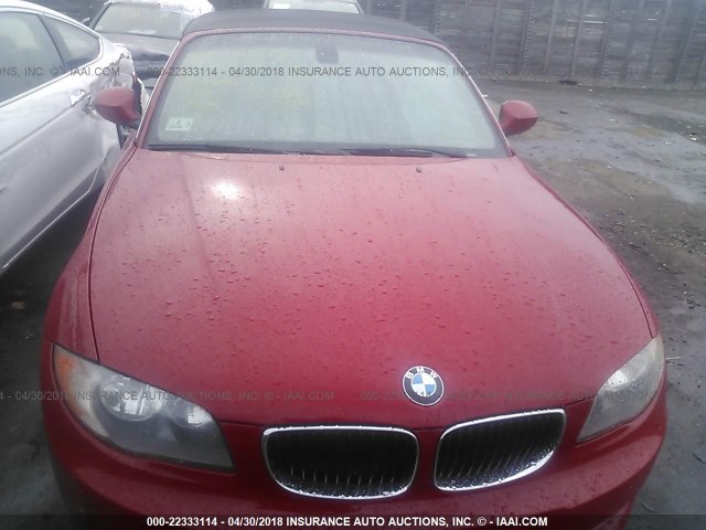 WBAUL7C58BVM79439 - 2011 BMW 128 I RED photo 6