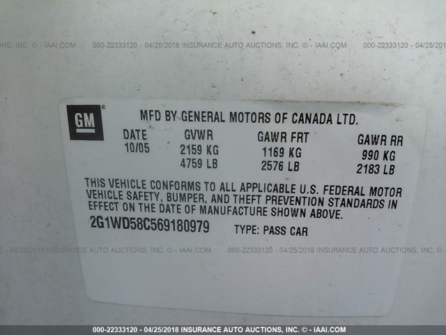 2G1WD58C569180979 - 2006 CHEVROLET IMPALA SUPER SPORT 白色 照片 9