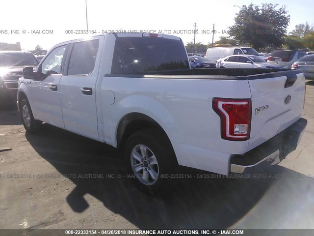 1FTEW1CF1GFC59615 - 2016 FORD F150 SUPERCREW WHITE photo 3