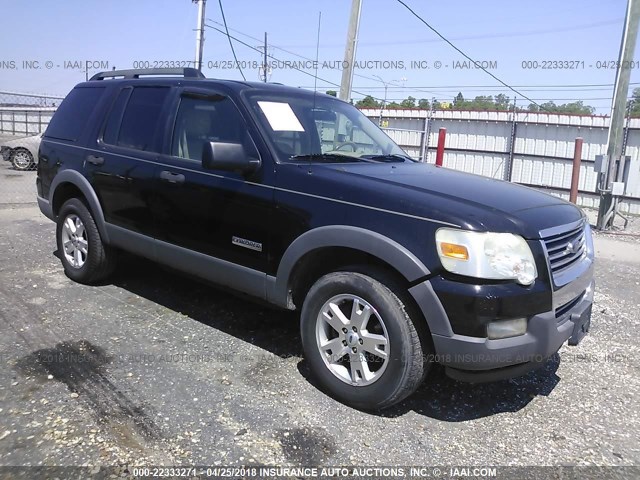 1FMEU63E76UA12342 - 2006 FORD EXPLORER XLT BLACK photo 1