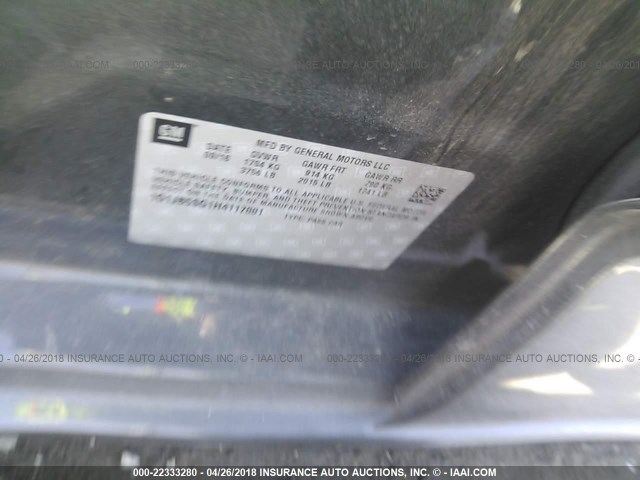 1G1JB5SG1H4117881 - 2017 CHEVROLET SONIC LS 灰色 照片 9