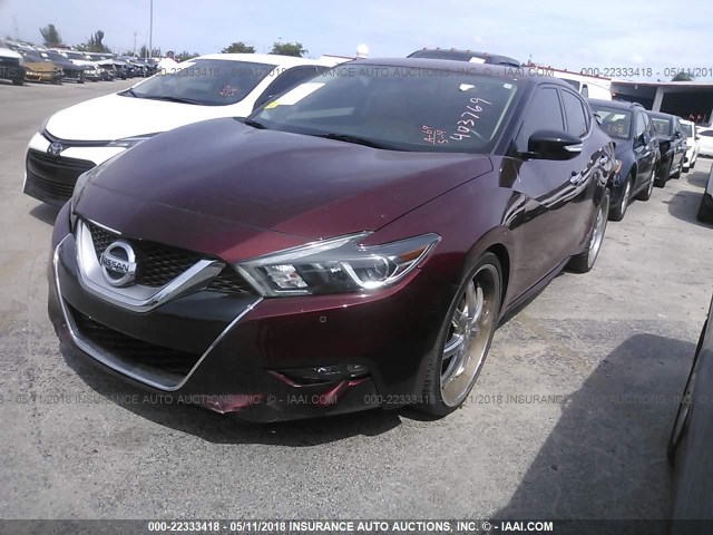 1N4AA6AP8GC403769 - 2016 NISSAN MAXIMA 3.5S/SV/SL/SR/PLAT MAROON photo 2