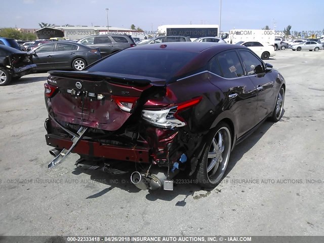 1N4AA6AP8GC403769 - 2016 NISSAN MAXIMA 3.5S/SV/SL/SR/PLAT MAROON photo 4