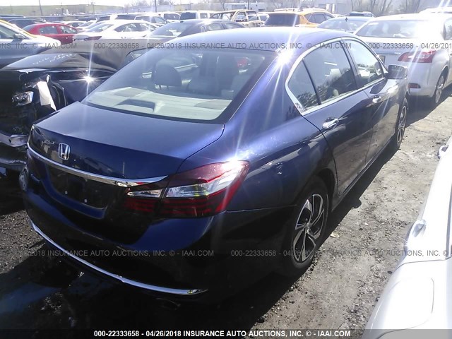 1HGCR2F38GA095218 - 2016 HONDA ACCORD LX BLUE photo 4