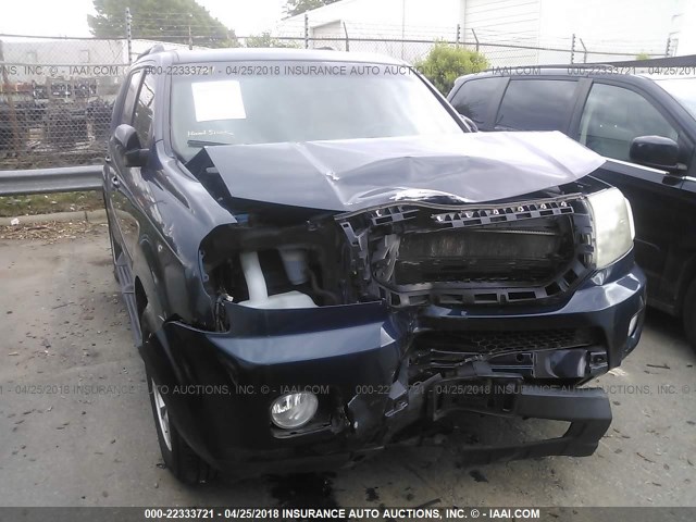 5FNYF38559B024375 - 2009 HONDA PILOT EXL BLUE photo 6