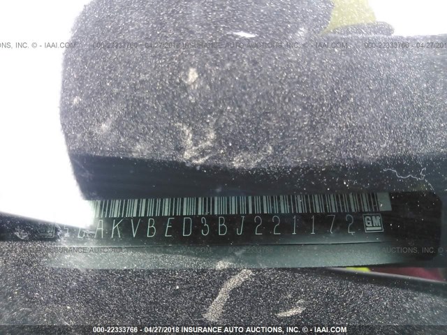 5GAKVBED3BJ221172 - 2011 BUICK ENCLAVE CXL 棕色 照片 9