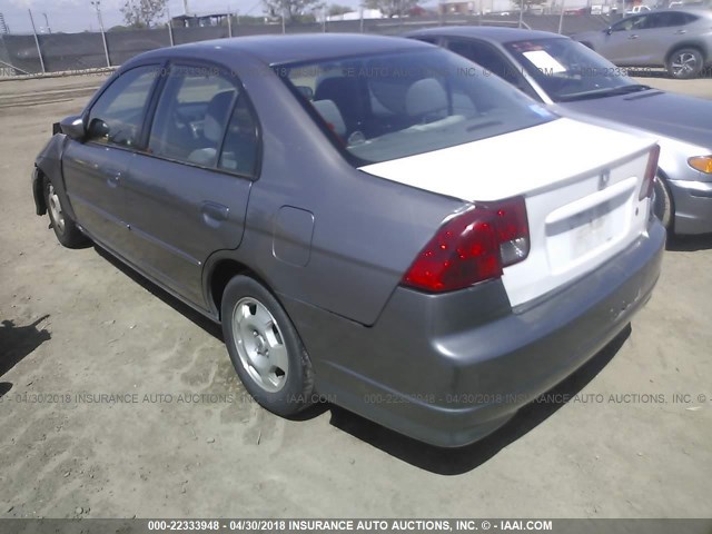 JHMES96695S019334 - 2005 HONDA CIVIC HYBRID GRAY photo 3