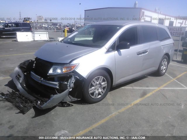 5FNRL5H2XDB062790 - 2013 HONDA ODYSSEY LX SILVER photo 2