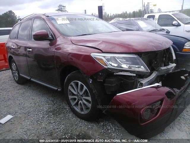 5N1AR2MN7DC600736 - 2013 NISSAN PATHFINDER S/SV/SL/PLATINUM 红色 照片 1