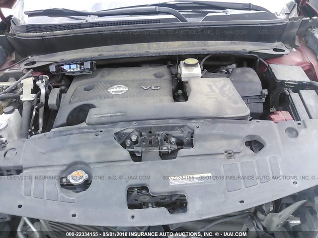 5N1AR2MN7DC600736 - 2013 NISSAN PATHFINDER S/SV/SL/PLATINUM 红色 照片 10