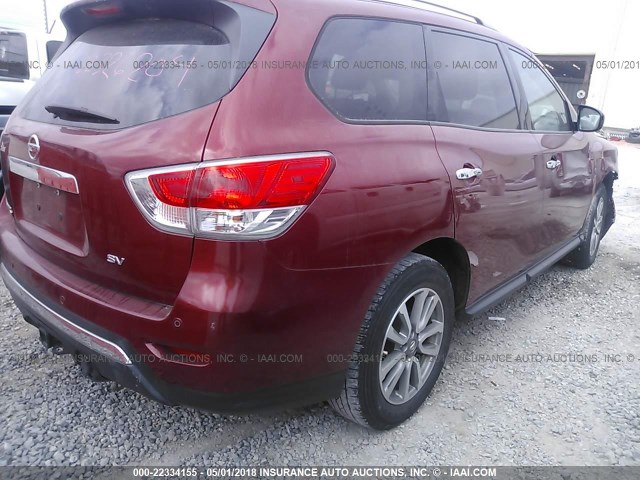 5N1AR2MN7DC600736 - 2013 NISSAN PATHFINDER S/SV/SL/PLATINUM 红色 照片 4