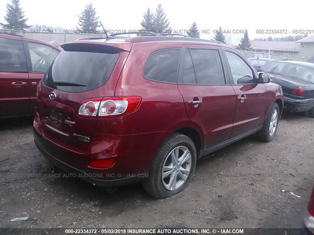 5NMSKDAG3AH338029 - 2010 HYUNDAI SANTA FE LIMITED RED photo 4