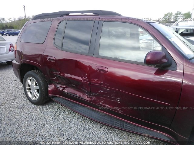 1GKES66M366103727 - 2006 GMC ENVOY DENALI XL RED photo 6