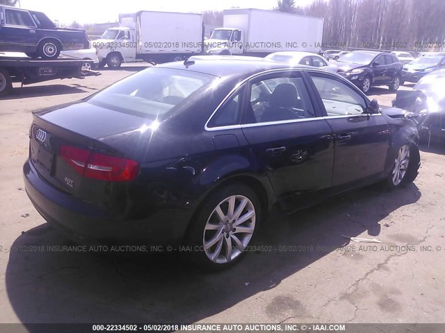 WAUHFAFL0DN045342 - 2013 AUDI A4 PREMIUM PLUS BLACK photo 4