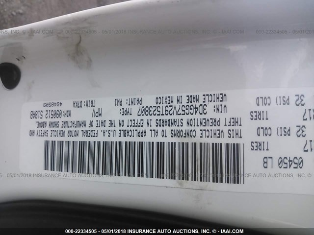 3D4GG57V29T523807 - 2009 DODGE JOURNEY SXT WHITE photo 9