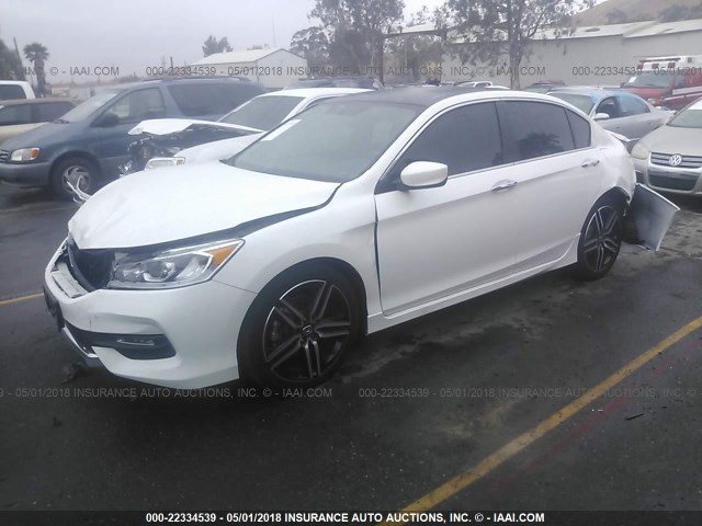 1HGCR2F50HA244093 - 2017 HONDA ACCORD SPORT WHITE photo 2