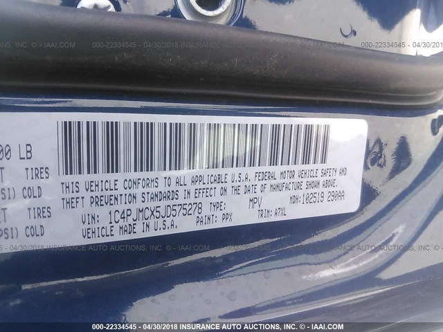 1C4PJMCX5JD575278 - 2018 JEEP CHEROKEE LATITUDE Көк фото 9