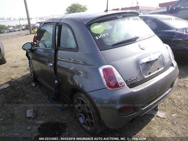 3C3CFFBR9CT365122 - 2012 FIAT 500 SPORT GRAY photo 3