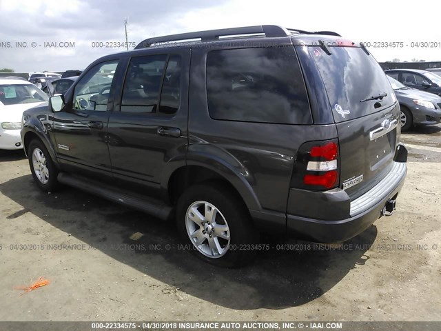 1FMEU63E77UA74390 - 2007 FORD EXPLORER XLT BLACK photo 3