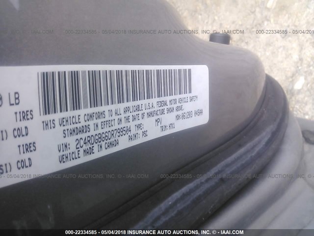 2C4RDGBG6DR799504 - 2013 DODGE GRAND CARAVAN SE GRAY photo 9