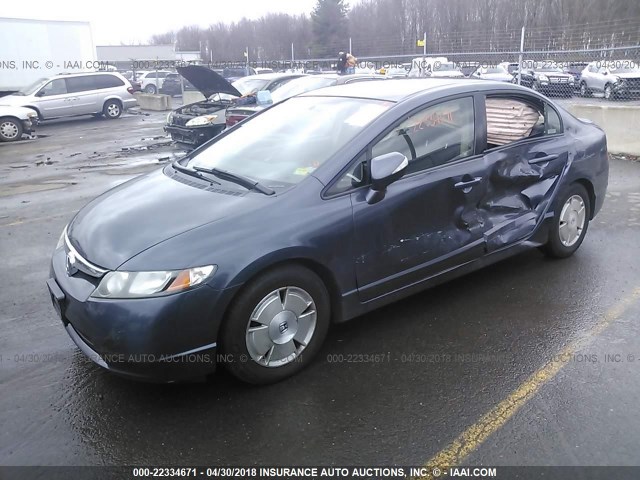 JHMFA36287S024934 - 2007 HONDA CIVIC HYBRID GRAY photo 2