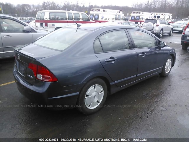 JHMFA36287S024934 - 2007 HONDA CIVIC HYBRID GRAY photo 4