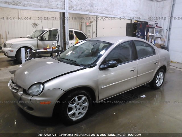 1B3ES26C72D639597 - 2002 DODGE NEON GOLD photo 2