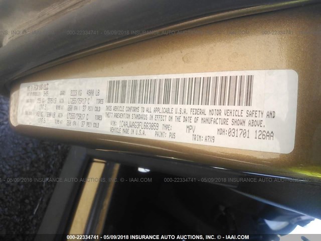 1C4AJWAG3FL663859 - 2015 JEEP WRANGLER SPORT BROWN photo 9