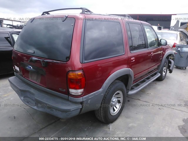 1FMZU62E51UB04089 - 2001 FORD EXPLORER XLS RED photo 4