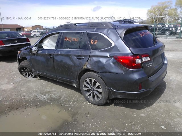 4S4BSBJC0F3249229 - 2015 SUBARU OUTBACK 2.5I LIMITED GRAY photo 3